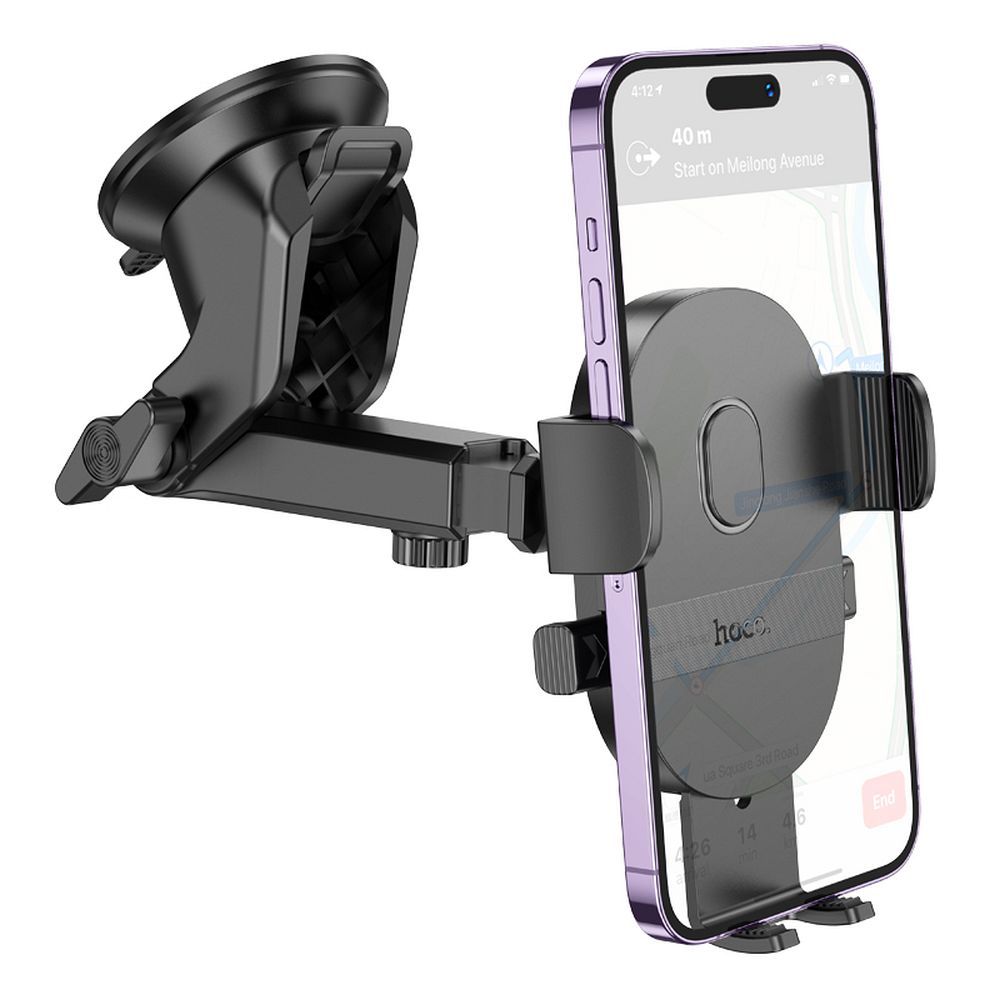 Suport auto pentru telefon cu ventuză, hoco. H19, negru