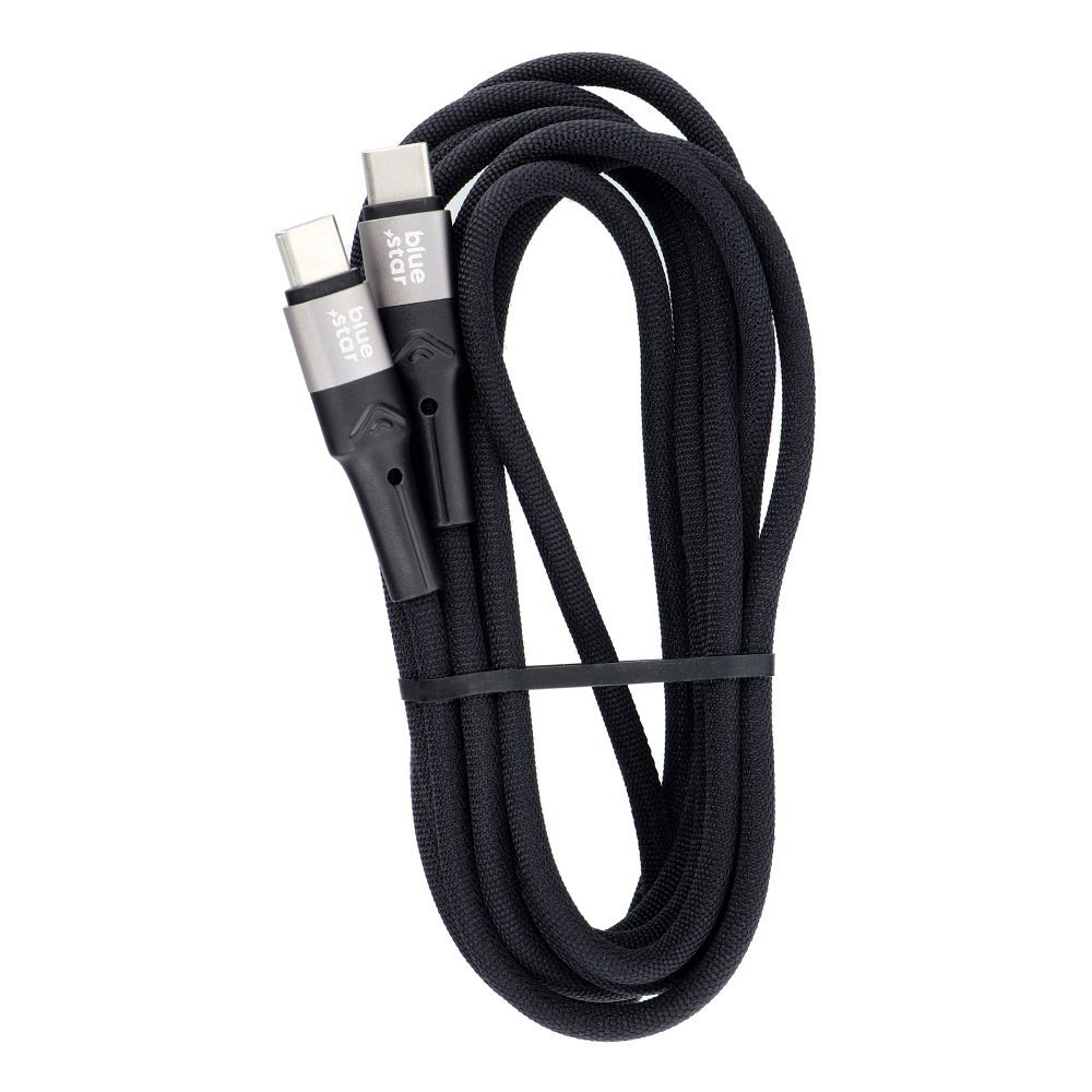 Cablu USB-C la USB-C Blue Star, 3A, 60W, PD QC4.0, împletit, 2m, TFK-DC-004, negru