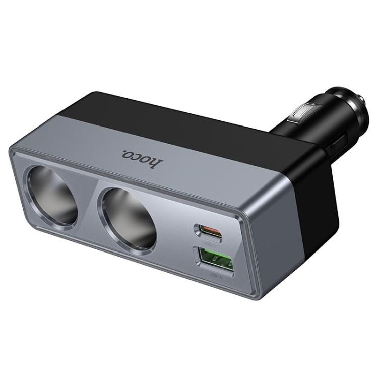 Încărcător auto Hoco cu splitter 1xUSB A + 1xUSB C + 2 porturi brichetă QC3.0 PD max 240W/24V Z65B, negru