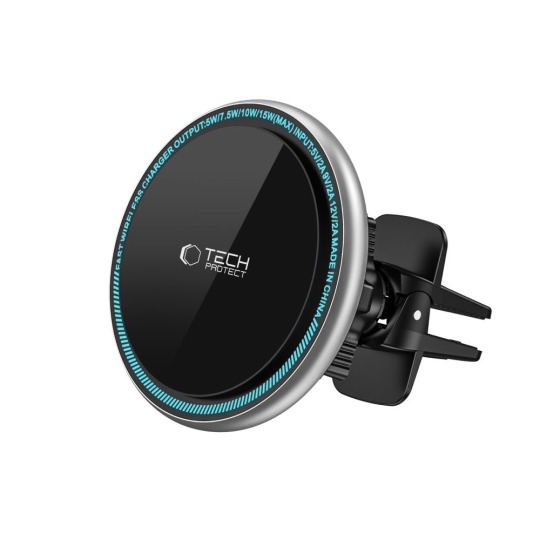 Suport auto magnetic Tech-Protect cu încărcare wireless 15W, compatibil MagSafe, negru