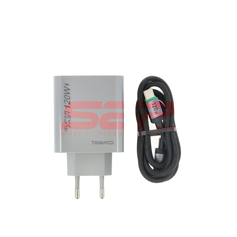 Incarcator retea Super Fast Charge Type-C - Type-C 120W TRANYOO T-EU8 C