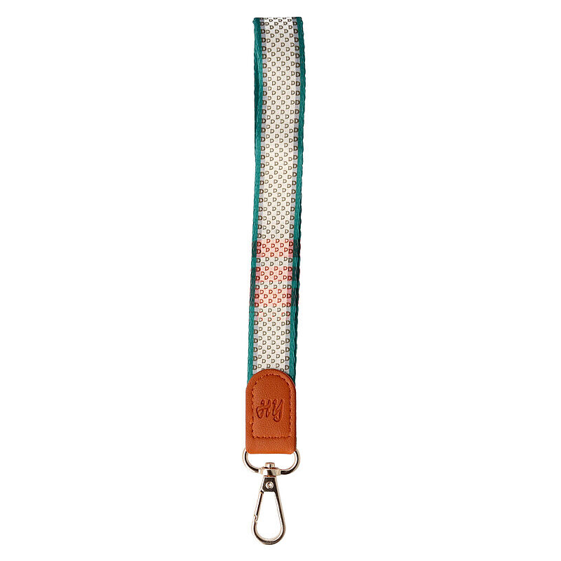 Accesoriu tip bratara textil cu carabina Green Pattern
