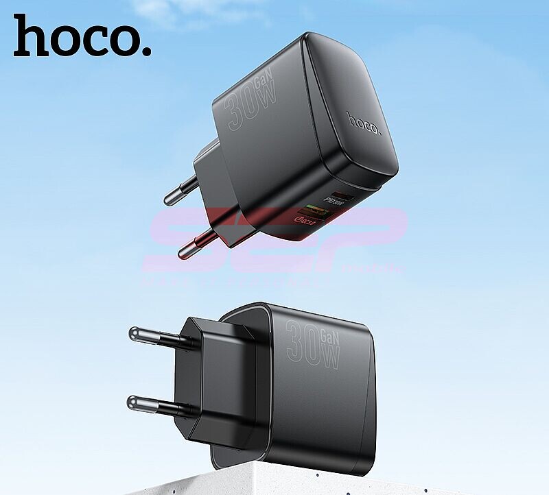 Incarcator retea Super Fast Charging USB-A + USB-C 30W Hoco. CS61A