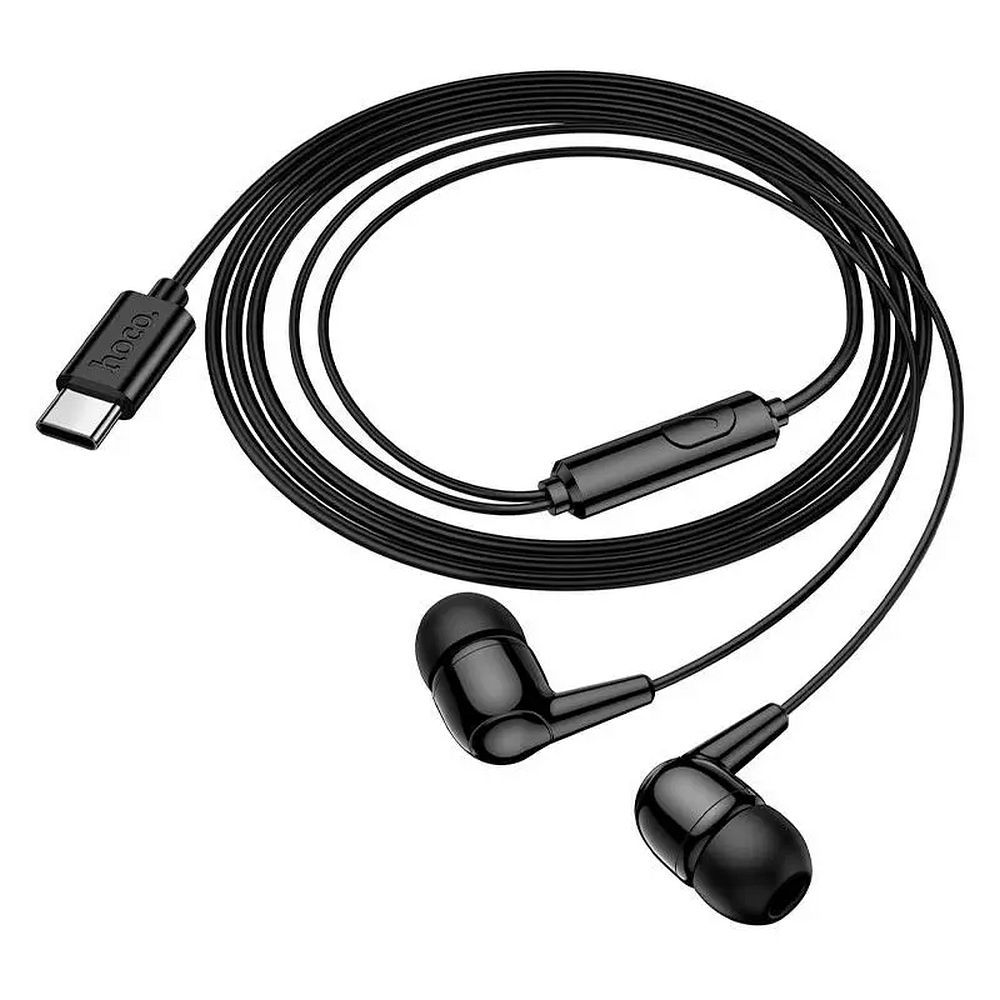 Căști cu fir USB-C și microfon, Hoco M97, negre