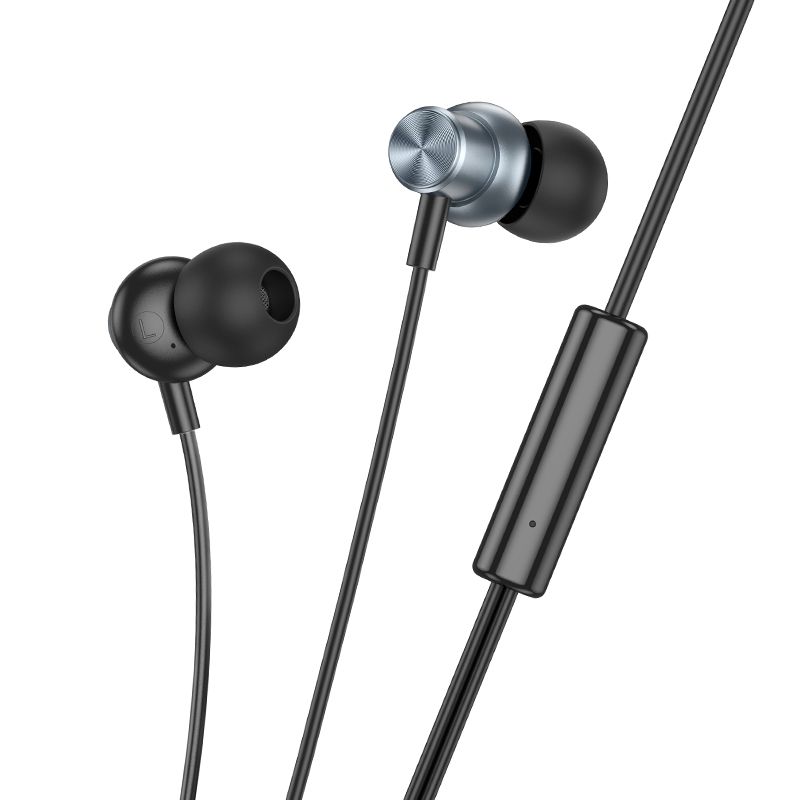 Căști cu fir Jack 3.5 mm, Hoco M110, gri metalic