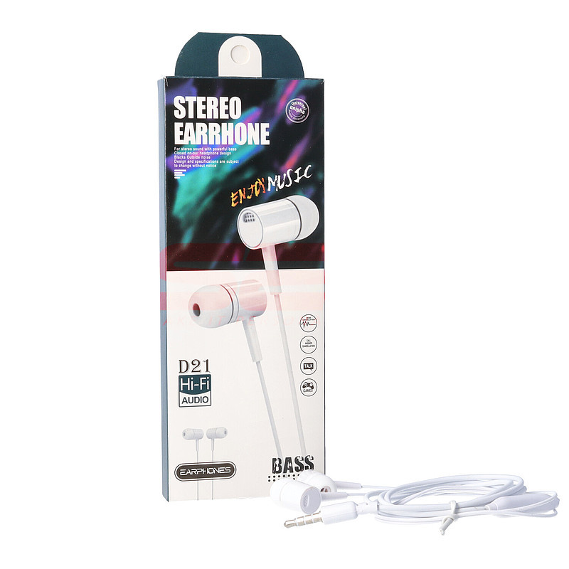 Handsfree In-Ear Audio Stereo D21 WHITE