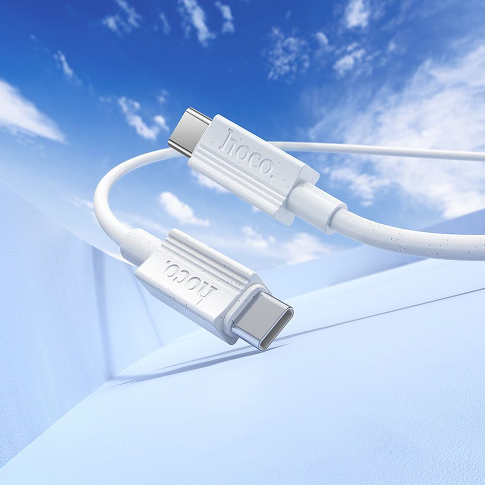 Cablu de încărcare hoco. USB-C la USB-C 3A 60W 1m X107, alb