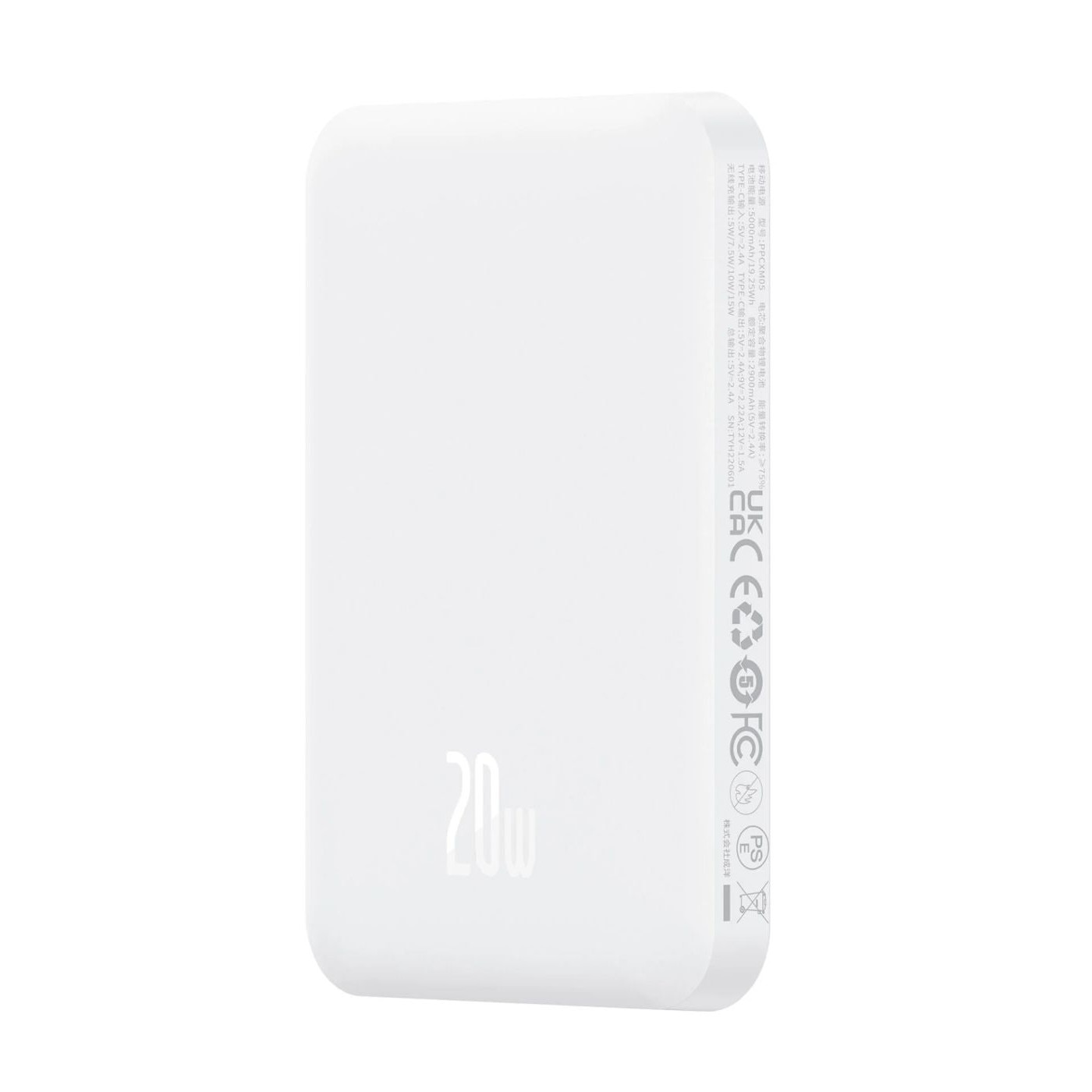 PowerBank Baseus, 20W, 5.000 mAh, compatibil MagSafe, alb