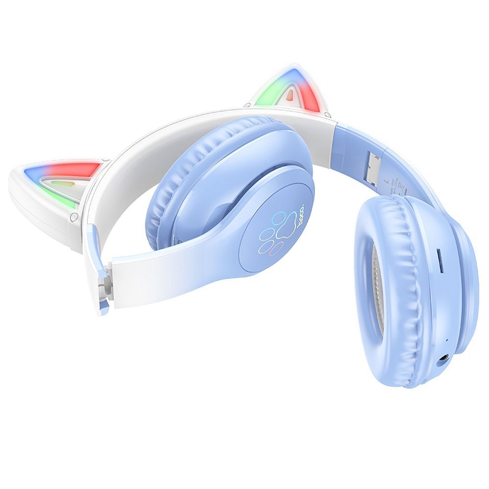 Căști pentru copii bluetooth wireless, Hoco W42, Cat Ears, albastre