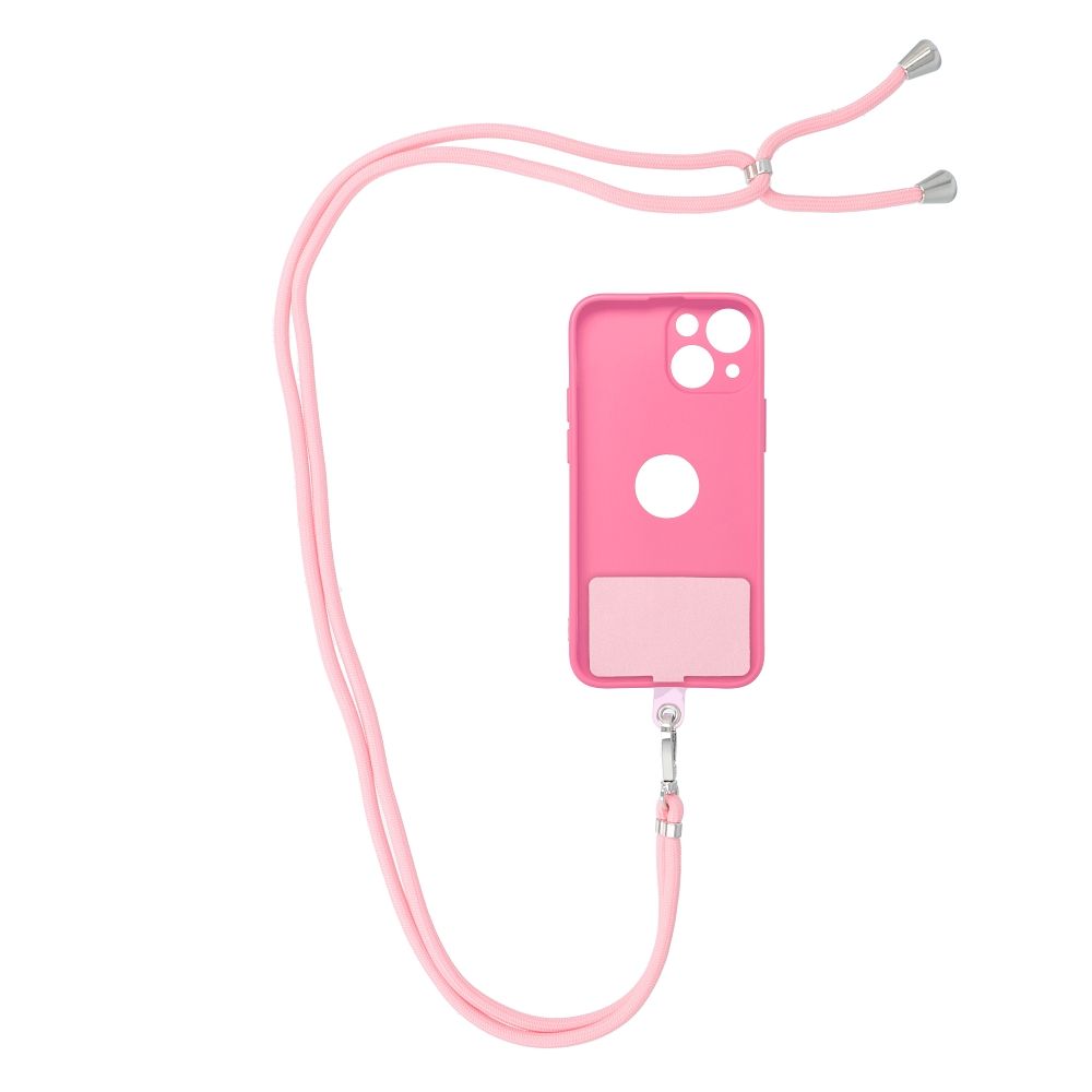 Șnur telefon SWING (6mm), pandantiv cu lungime reglabilă / lungime cablu 165cm (max 82,5cm în buclă) / pe umăr sau gât – roz pal