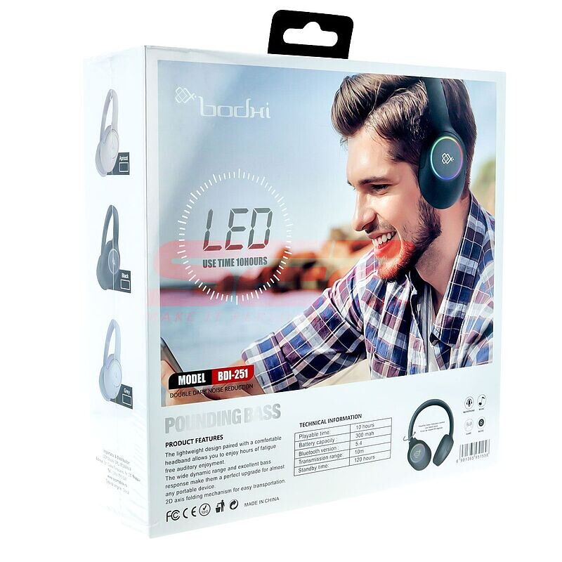 Casti audio Over the Ear cu microfon si LED Bodhi. BDI-251 APRICOT