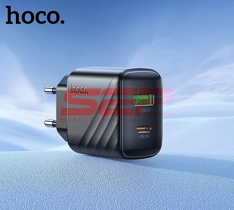 Incarcator retea Fast Charge USB-A + USB-C 20W Hoco. CS25A