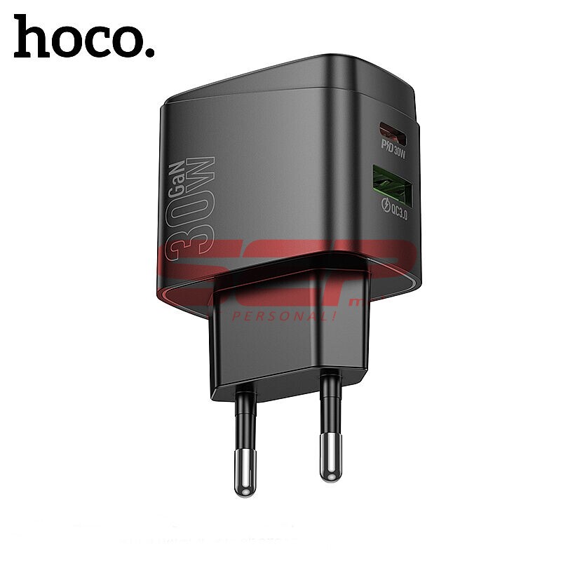 Incarcator retea Super Fast Charging USB-A + USB-C 30W Hoco. CS61A