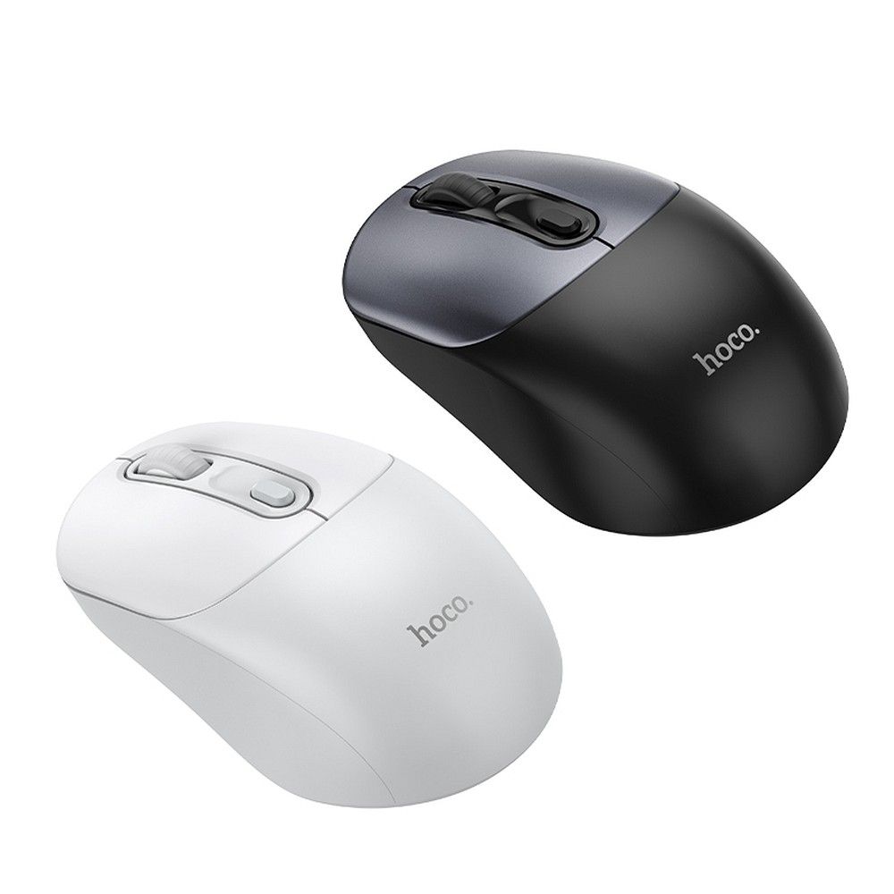 Mouse wireless hoco. 2.4G GM28 alb cu gri