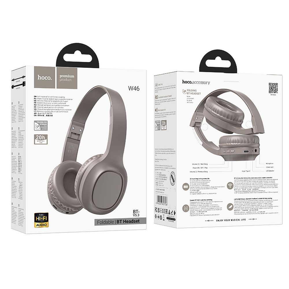Căști wireless hoco. W46, maro