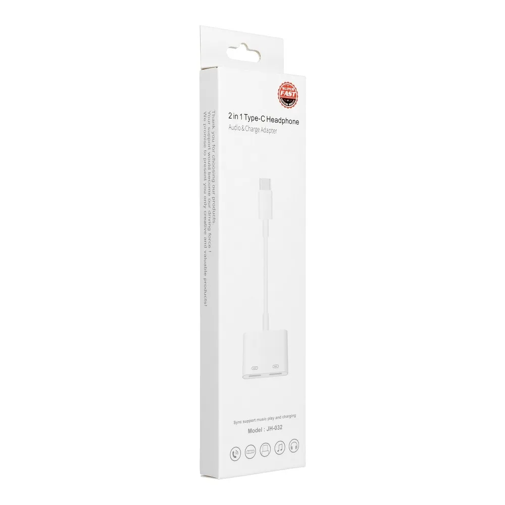 Adaptor splitter audio și încărcare USB-C la 2x USB-C, cip DAC integrat, negru