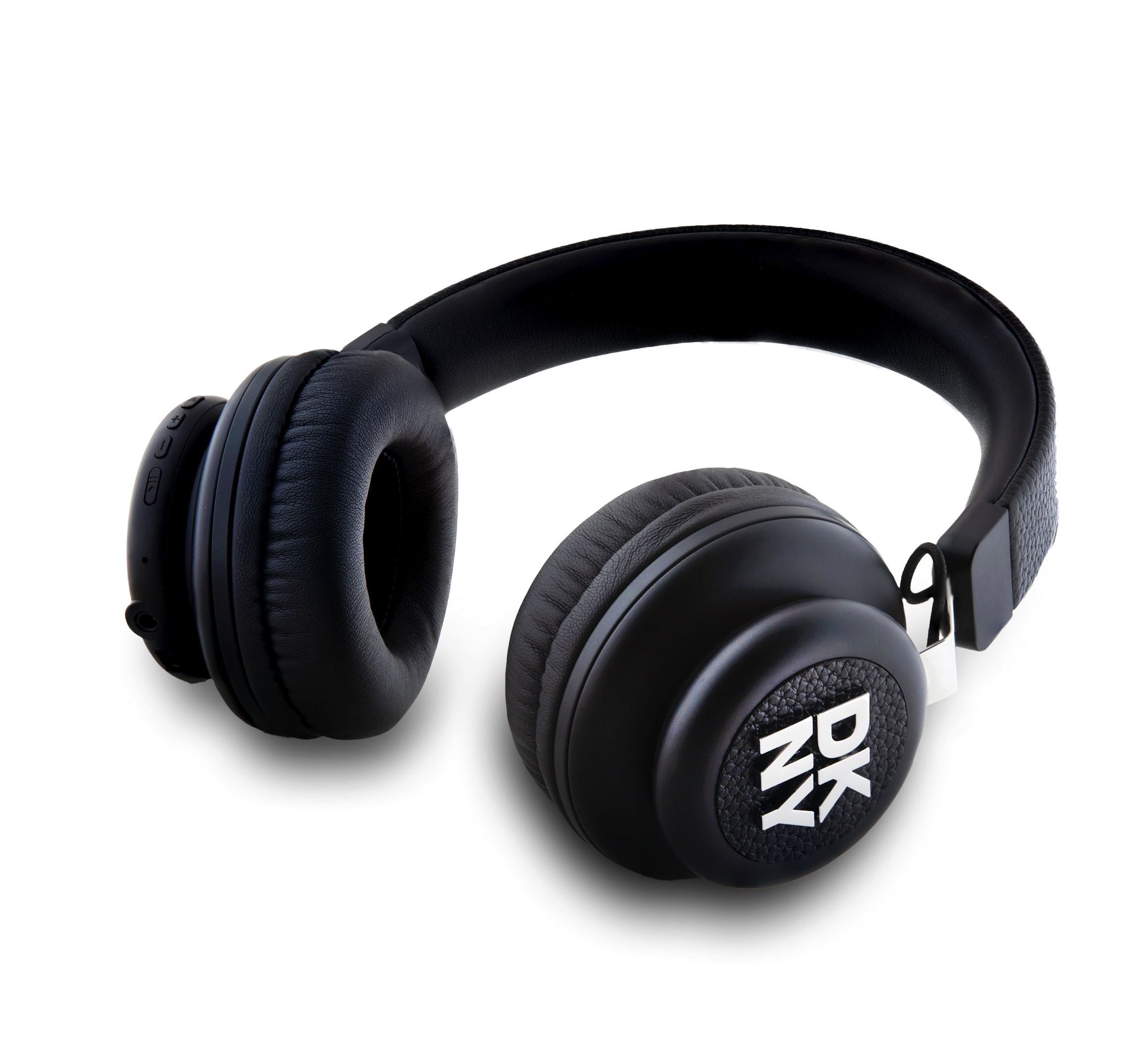 Căști wireless DKNY din piele PU cu logo Stack, negre
