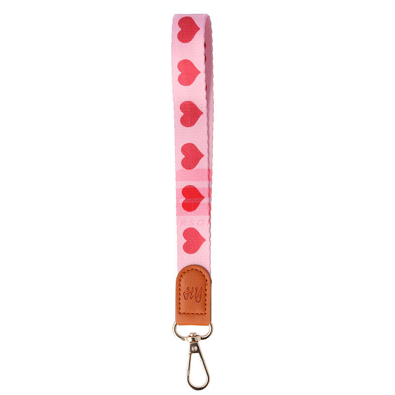 Accesoriu tip bratara textil cu carabina Pink Hearts