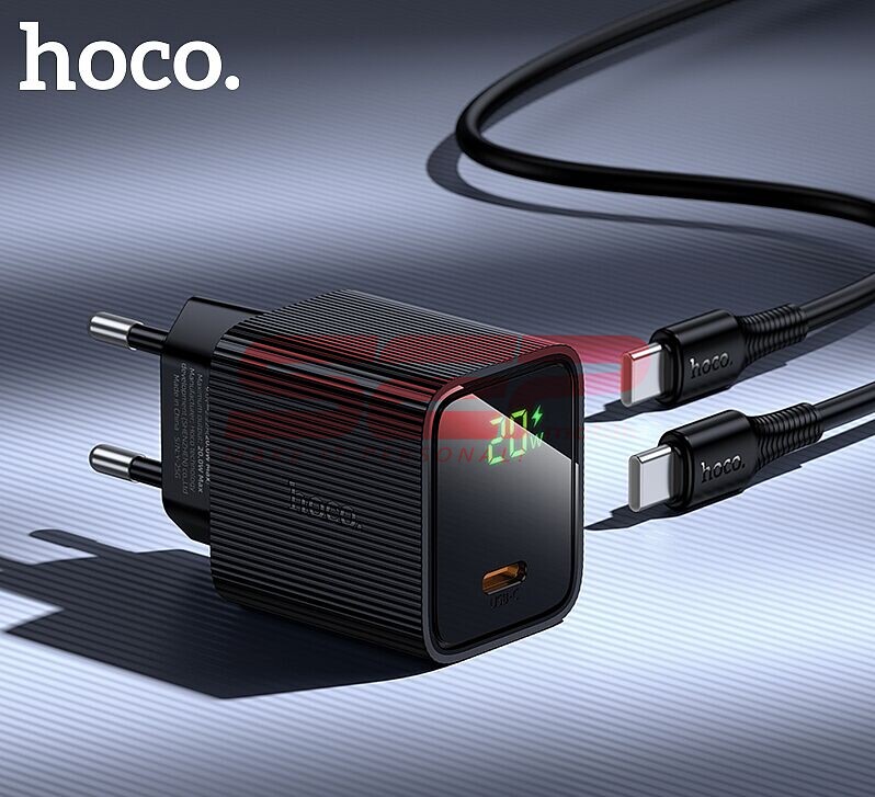 Incarcator retea Fast Charge Type-C - Type-C 20W cu display digital Hoco. CS82A