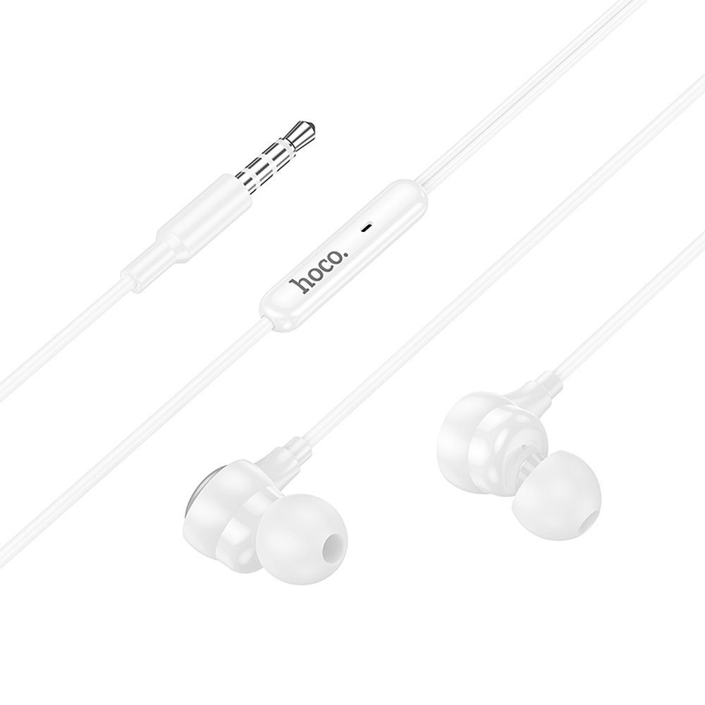 Căști cu fir Jack 3.5 mm, Hoco M116, albe