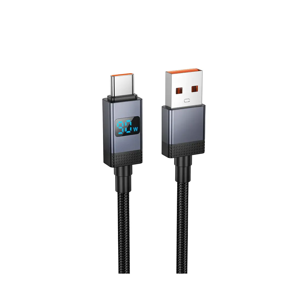 Cablu date și încărcare USB-A la USB-C cu display, 5A, 1m, Hoco X118, negru