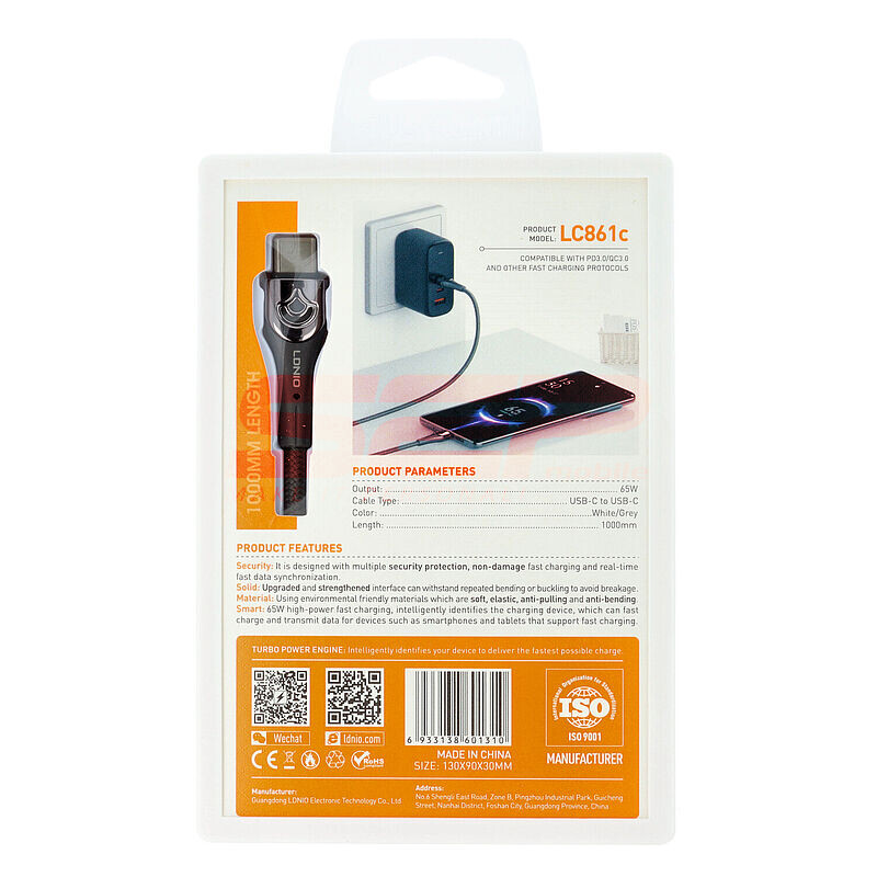 Cablu date Type-C - Type-C LDNIO Fast Charge PD+QC LC861c
