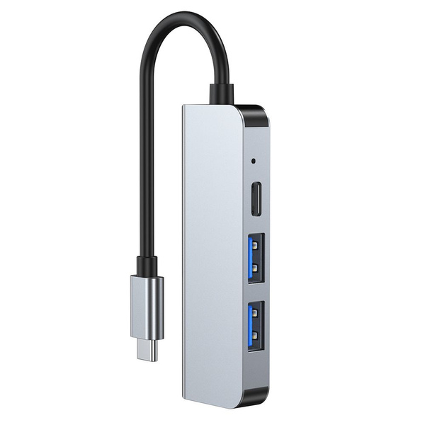 Adaptor HUB aluminiu 4-in-1 Tech-Protect V2 USB Type-C – 2x USB 3.0, 1x USB Type-C, 1x HDMI, gri