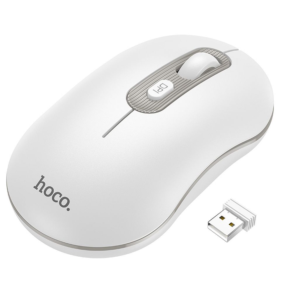 Mouse wireless hoco. 2,4G, 1600 dpi, GM21, alb