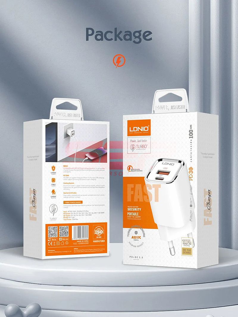 Incarcator retea LDNIO USB-A + USB-C Fast Charge Type-C 30W A2317C