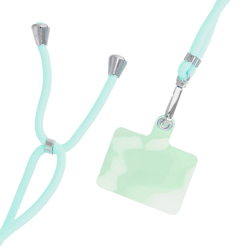 Șnur telefon SWING (6mm), pandantiv cu lungime reglabilă / lungime cablu 165cm (max 82,5cm în buclă) / pe umăr sau gât – verde deschis