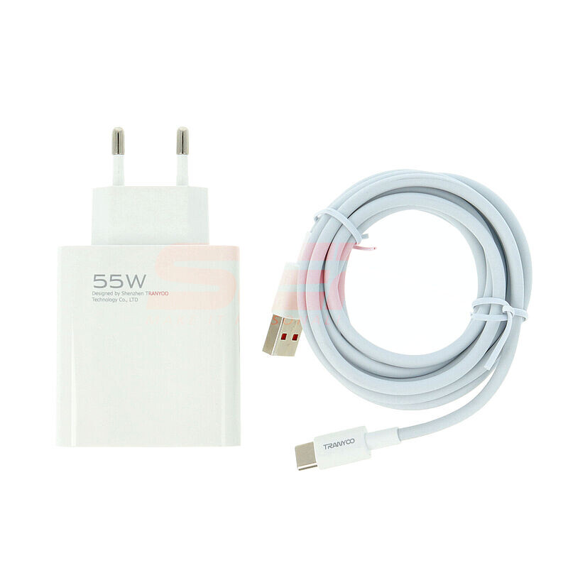 Incarcator retea Fast Charge USB-A cu cablu Type-C 55W TRANYOO EU3-C