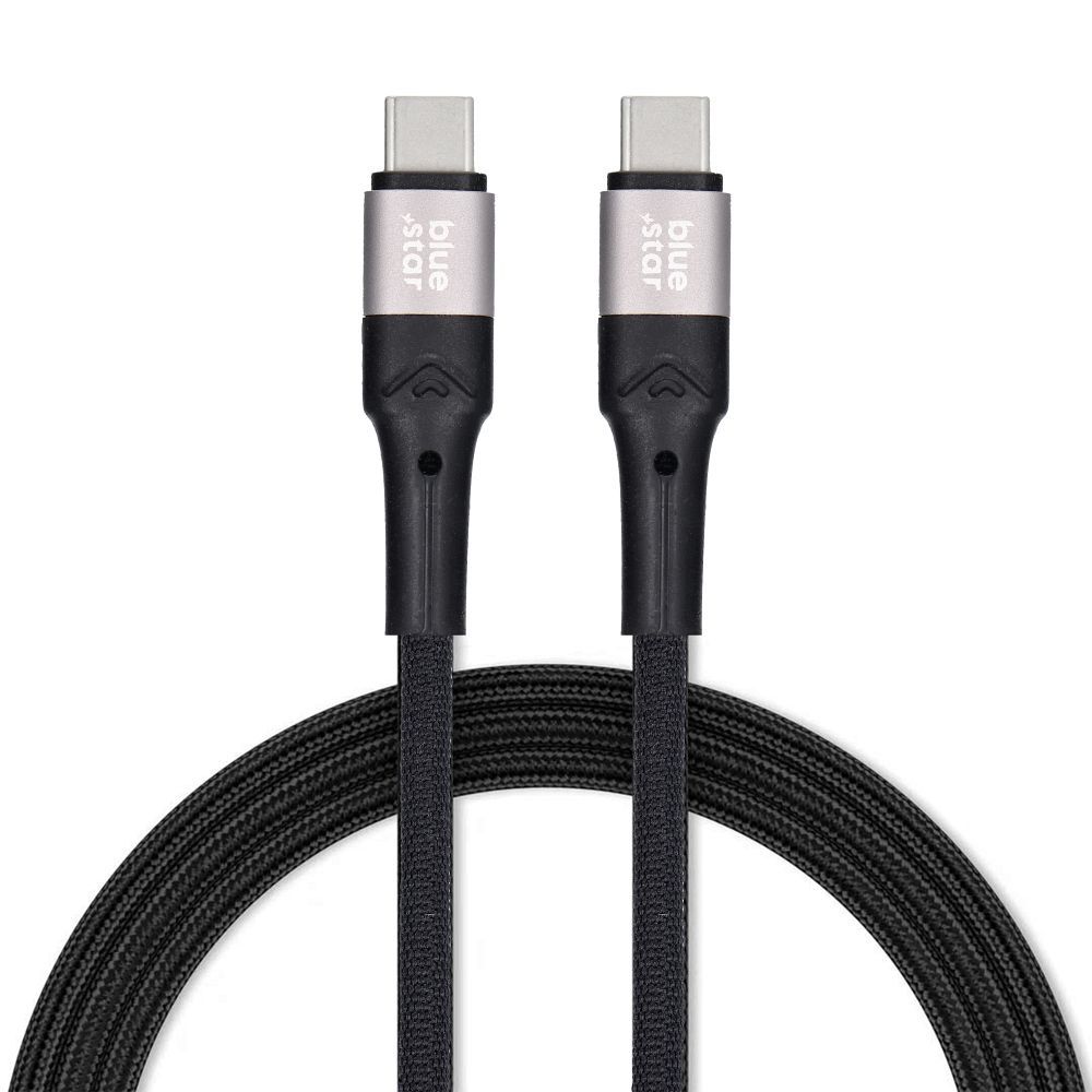Cablu USB-C la USB-C Blue Star, 3A, 60W, PD QC4.0, împletit, 2m, TFK-DC-004, negru