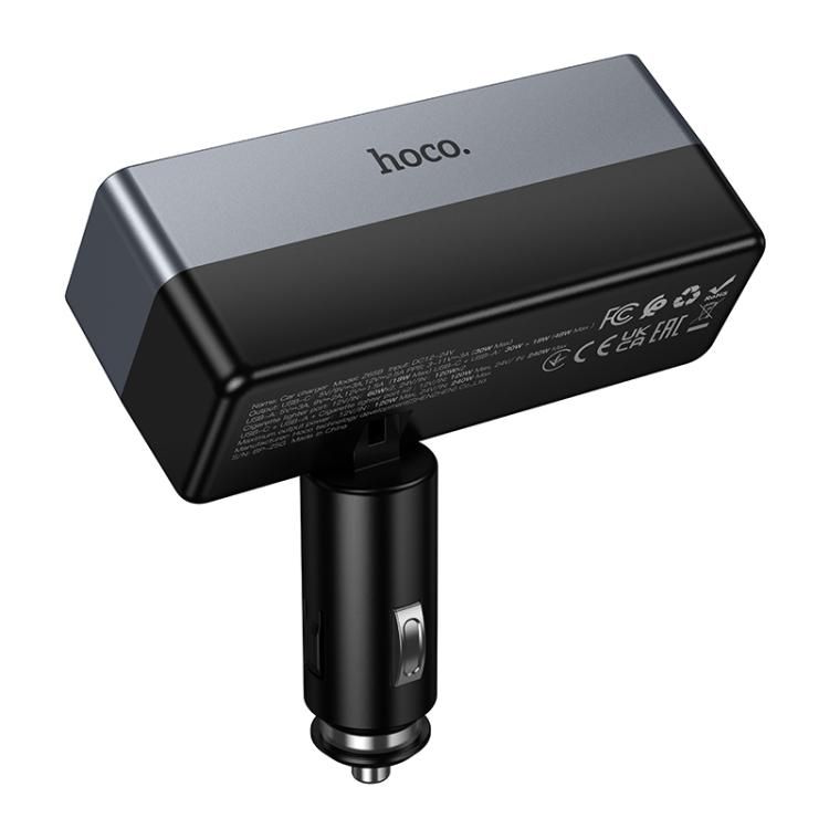 Încărcător auto Hoco cu splitter 1xUSB A + 1xUSB C + 2 porturi brichetă QC3.0 PD max 240W/24V Z65B, negru