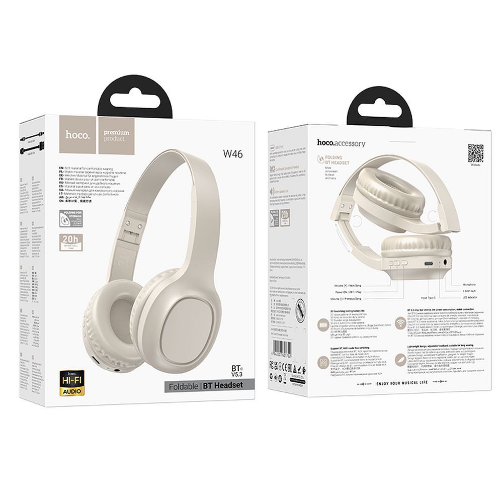Căști wireless, Hoco W46, albe