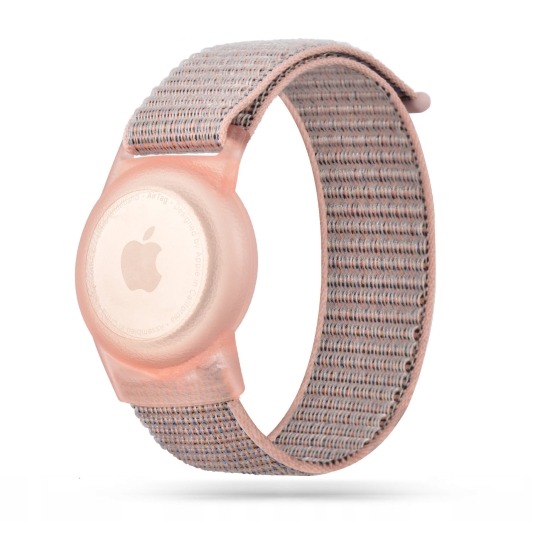 Husă și curea pentru copii TECH-PROTECT Nylon compatibilă cu Apple AirTag, roz