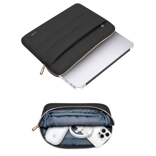 Geantă laptop 15/16 inch si husa pentru accesorii TECH-PROTECT Puffy, neagra