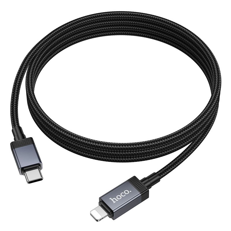 Cablu date și încărcare USB-C la Lightning cu display, PD 2,4A, 27W, 1m, Hoco X118, negru