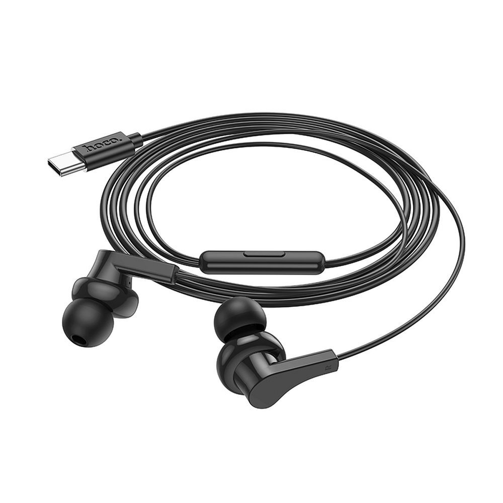 Căști cu fir USB-C, microfon, Hoco M114, negre