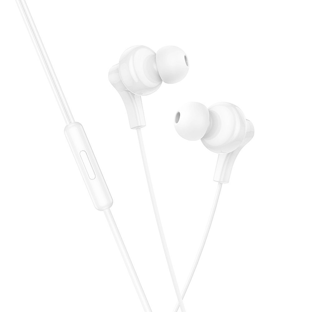 Căști cu fir hoco. USB-C, controler si microfon pe fir, 1.2m, albe (M114)