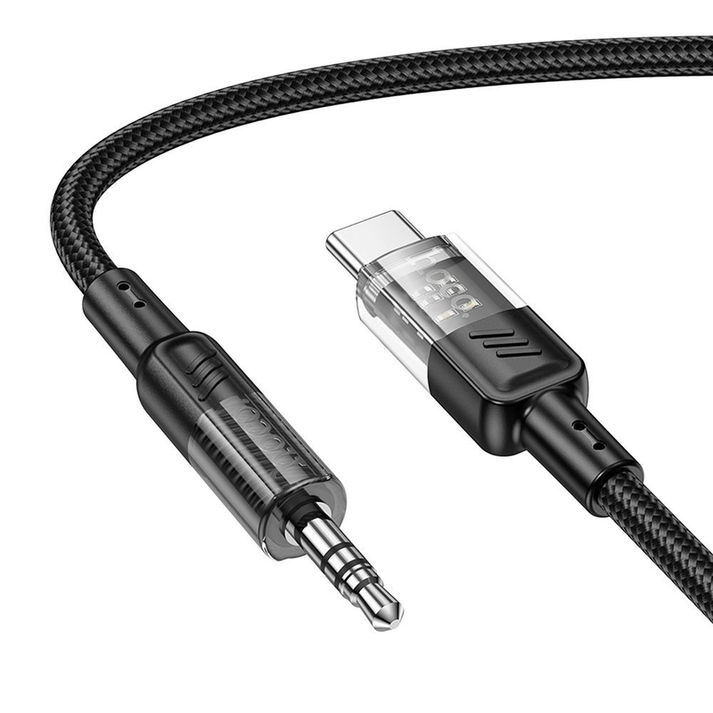 Cablu AUX Jack 3.5mm la USB-C, 1.2m, Hoco UPA27, negru