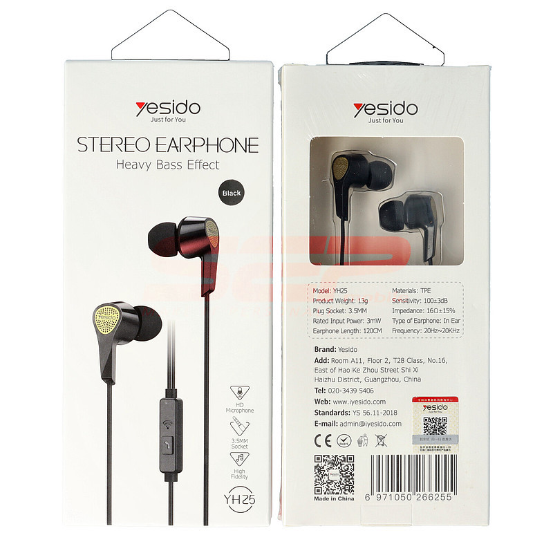Handsfree In-Ear Audio Stereo Yesido YH-25