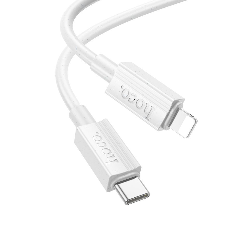 Cablu date și încărcare Hoco USB-C la Lightning, PD 27W, 1m, X107, alb