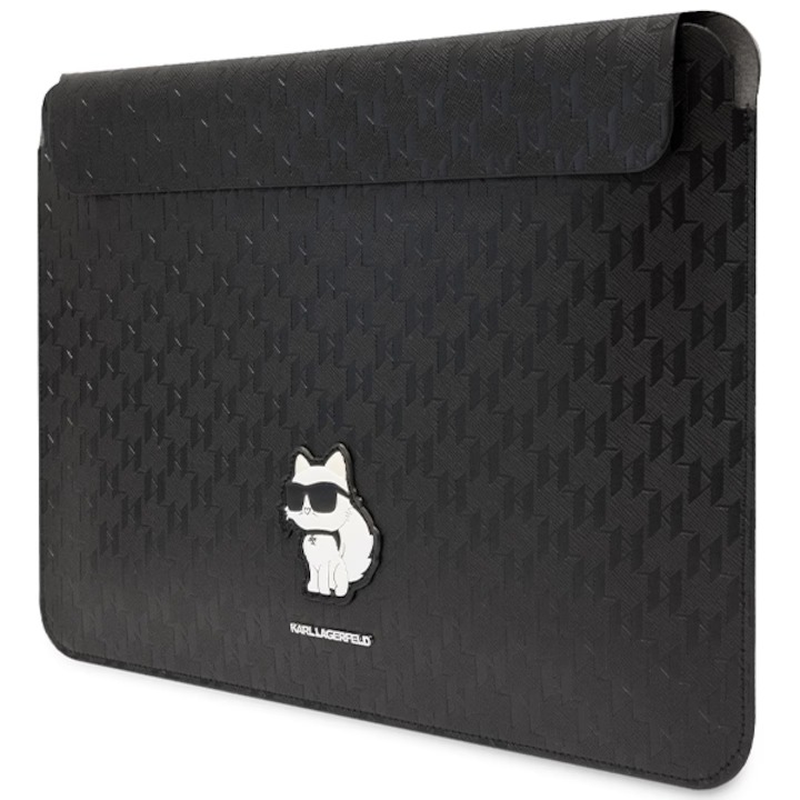 Husă Laptop 14″ Karl Lagerfeld Saffiano Monogram Choupette, Negru (KLCS14SAKHPCK)