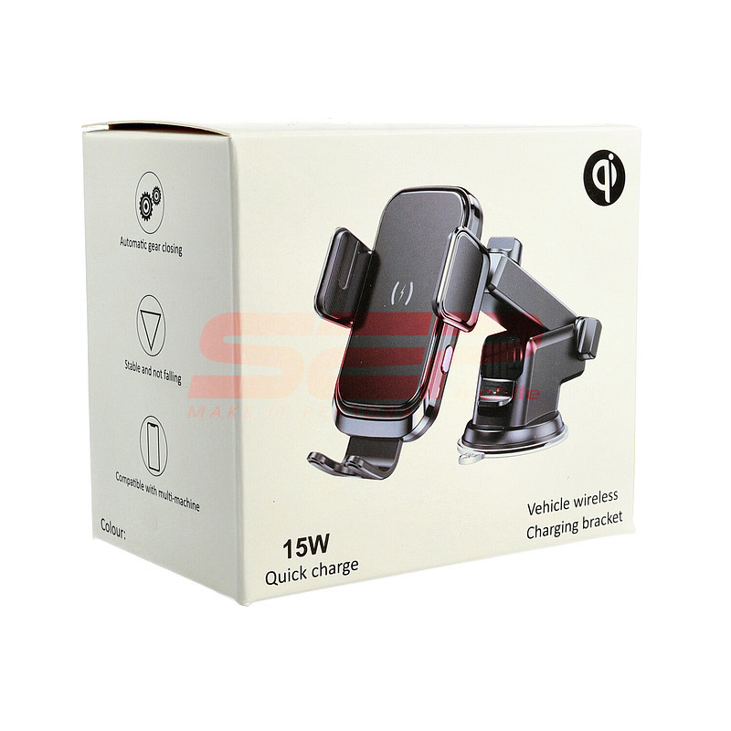 Suport auto cu incarcare wireless Quick Charge 15W pentru parbriz masina