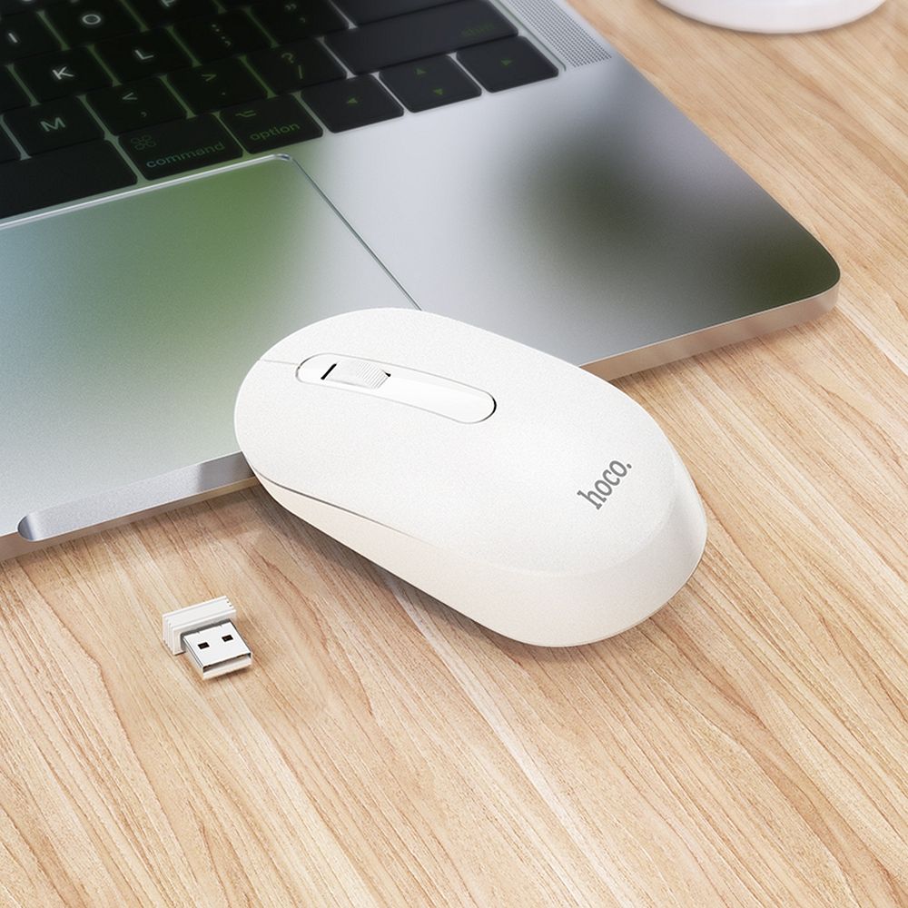 Mouse wireless hoco. 2,4G 1200 dpi GM14, alb