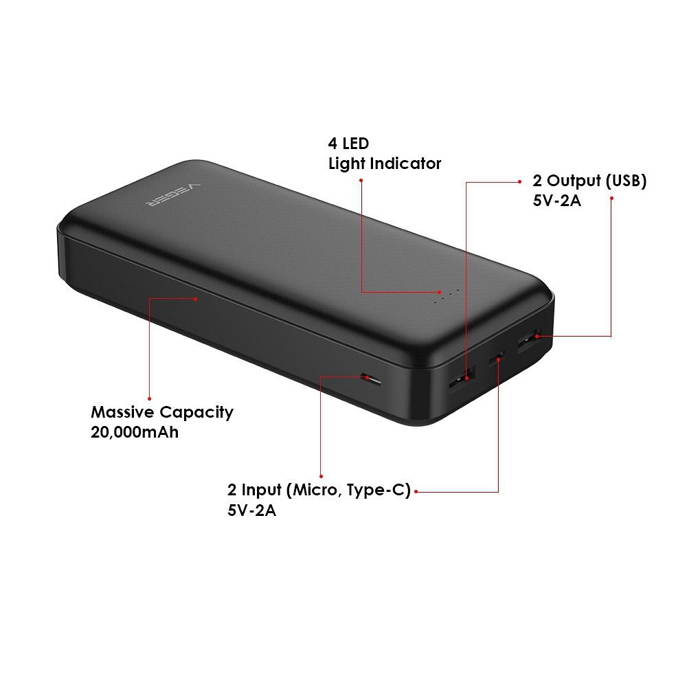 PowerBank VEGER 20.000 mAh, negru