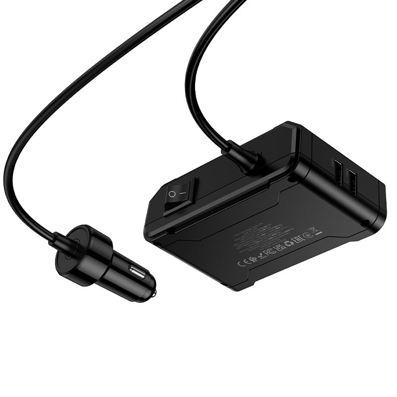 Încărcător auto, 2xUSB-A + 2xUSB-C + 3x porturi brichetă PD QC3.0, 240W, Hoco Z64, negru
