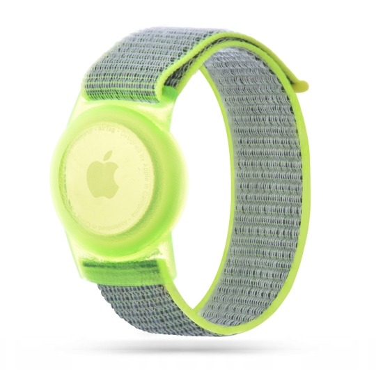 Husă și curea pentru copii TECH-PROTECT Nylon compatibilă cu Apple AirTag, verde