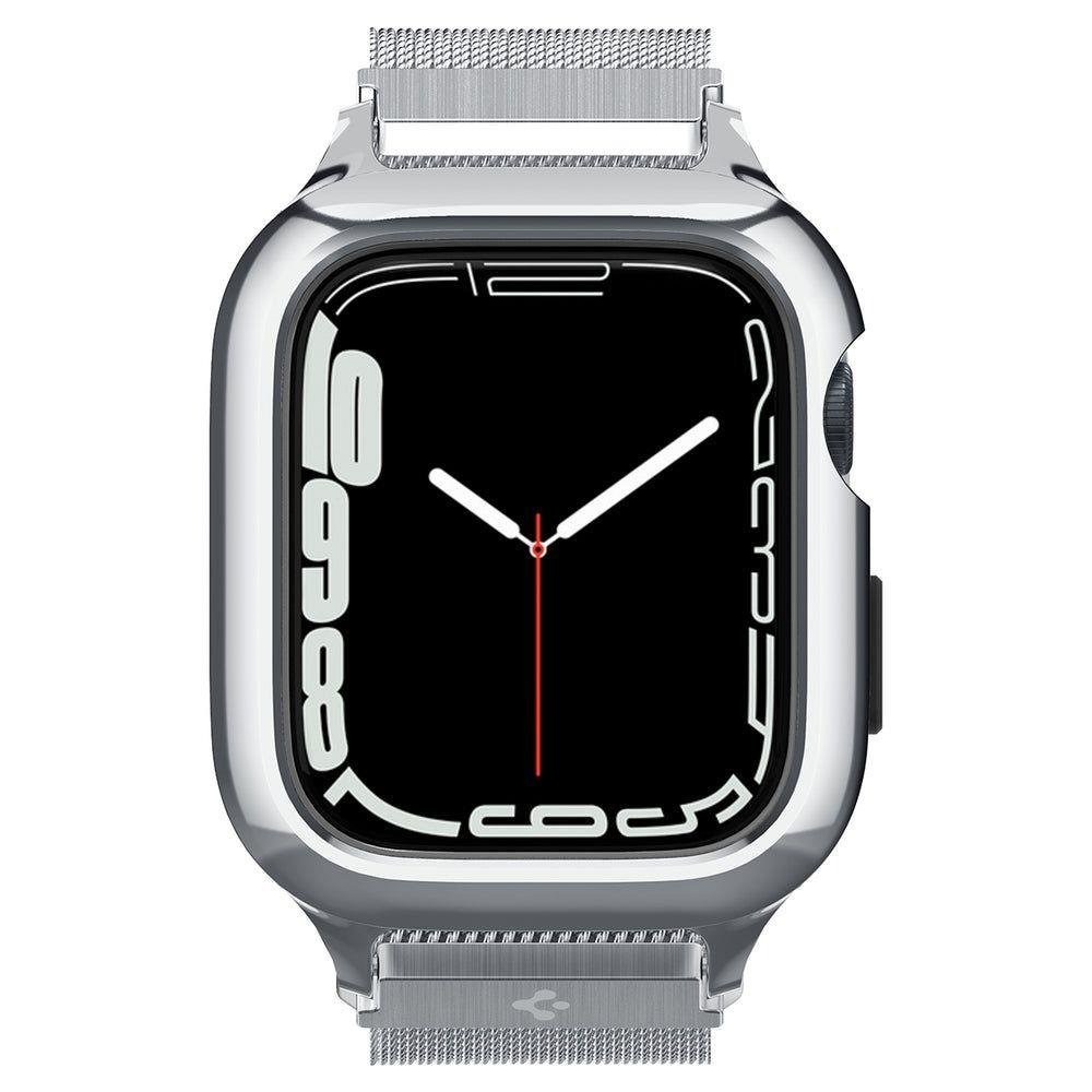 Husă și curea metalică Spigen Apple Watch 44mm / 45mm, argintie