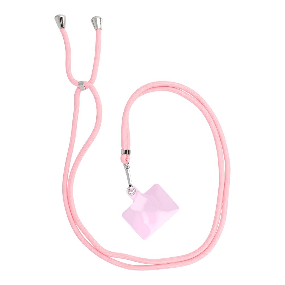 Șnur telefon SWING (6mm), pandantiv cu lungime reglabilă / lungime cablu 165cm (max 82,5cm în buclă) / pe umăr sau gât – roz pal